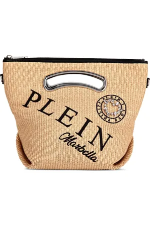 Philipp Plein Mittelgroßer Bast-Shopper mit Logo-Stickerei