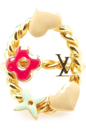 LOUIS VUITTON 2001-2024 vergoldeter Berg Sweet Monogram Emaille-Ring