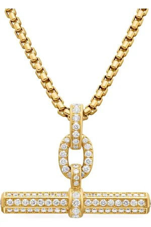 David Yurman 18kt Lexington E/W Barrel Gelbgoldanhänger mit Diamanten (36mm)