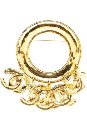 CHANEL 1994 vergoldete CC Brosche mit Anhänger