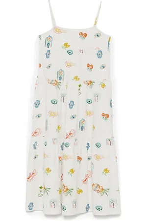 Le pandorine Gestuftes Kleid mit Mittelmeer-Print
