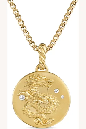 David Yurman 18kt Dragon Gelbgoldanhänger mit Diamanten 28mm