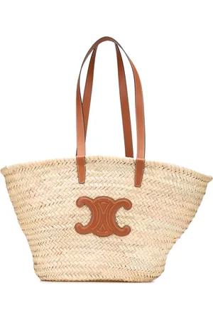 Céline 2020 große Triomphe Panier Tote Bag aus Raffiabast