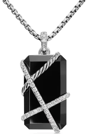 David Yurman Cable Wrap Sterlingsilber-Amulett mit Diamant 45mm