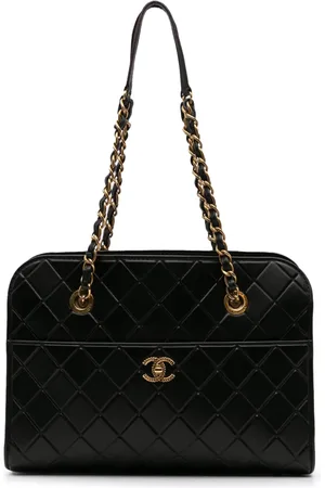 CHANEL 2015-2016 CC Shopping Tote Bag mit gestepptem Kalbsleder mit Fronttasche