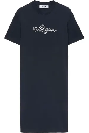 Msgm Midikleid mit Logo-Stickerei