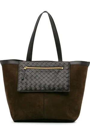 Bottega Veneta 2021-2024 mittelgroße Intrecciato Flip Flap Tote Bag aus Wild- und Nappaleder