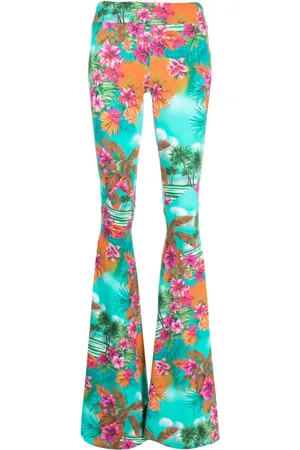Roberto Cavalli Ausgestellte Hose mit Blumen-Print