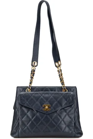CHANEL 1996-1997 Tote Bag aus gestepptem Kaviarleder mit Fronttasche