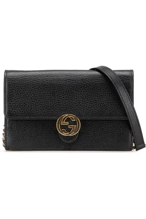 Gucci 2016-heute Interlocking G Dollar Portemonnaie aus Kalbsleder mit Kettenriemen