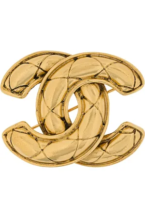 CHANEL Vergoldete CC-Brosche