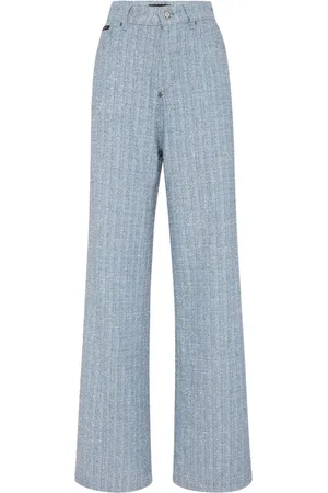 Philipp Plein Weite Tweed-Jeans