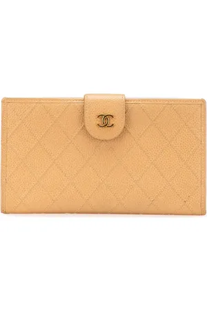 CHANEL 1996-1997 CC French Portemonnaie aus gestepptem Kaviarleder