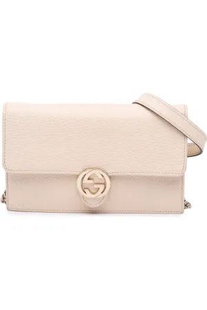 Gucci 2016-2024 Interlocking G Dollar Portemonnaie aus Kalbsleder mit Kettenriemen