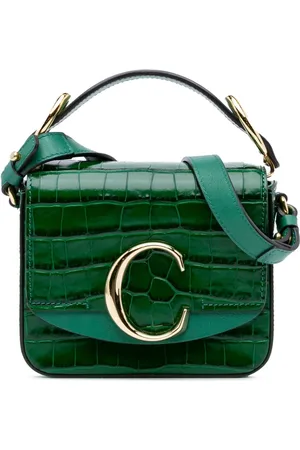 Chloé 2020 mini C Satchel-Tasche aus Kalbsleder mit Kroko-Prägung