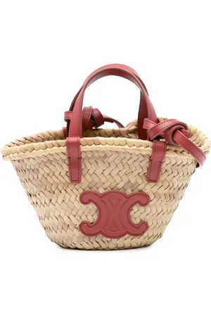 Céline 2018-2024 Teen Triomphe Classic Panier Satchel-Tasche aus Raffiabast