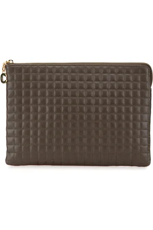 Céline 2018 Clutch aus gestepptem Kalbsleder mit C-Anhänger