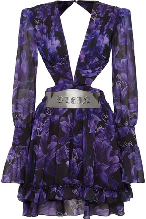 Philipp Plein Chiffon-Minikleid mit Blumen-Print