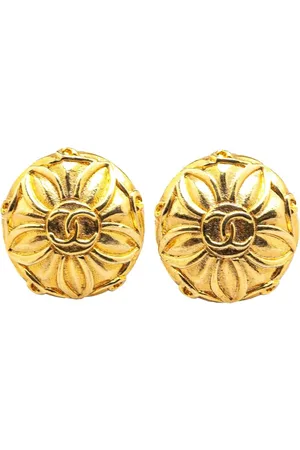 CHANEL 20th Century vergoldete CC Flower Ohrclips