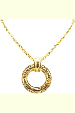 CHANEL 1970-1980 vergoldete Circle Halskette mit Logo-Anhänger