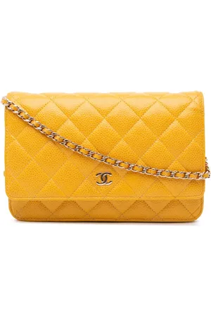 CHANEL 2018 gestepptes CC Portemonnaie aus Kaviarleder mit Kettenriemen