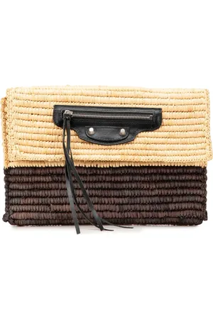 Balenciaga 2014 giant Motocross Classic Envelope Clutch aus Raffiabast 12cm