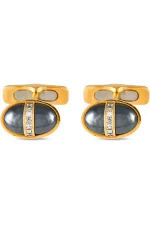 Bvlgari 18kt Gelbgold-Manschettenknöpfe mit Diamanten und Hämatit