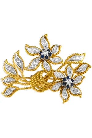 LB Exclusive 18kt Floral Gelbgoldbrosche mit Diamanten