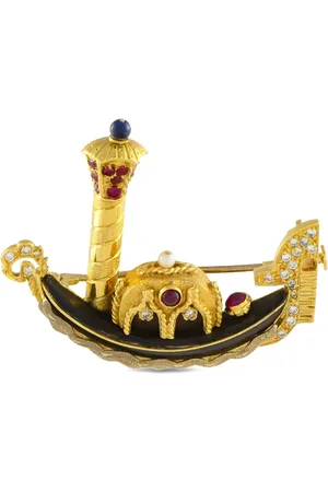 LB Exclusive 18kt Gondola Gelbgoldbrosche mit Schmuckstein