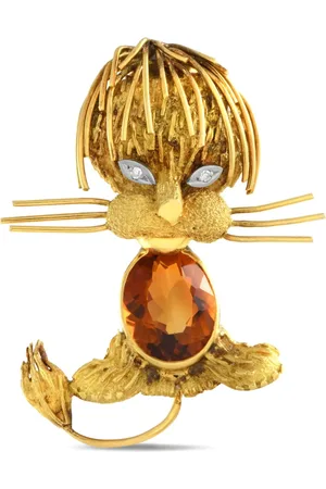 H.Stern 18kt Lion Gelbgoldbrosche mit Diamanten und Zitrin