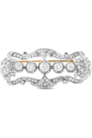 LB Exclusive Antique 18kt Weiß- und Gelbgoldbrosche mit Diamanten