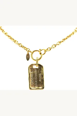 CHANEL 1970-1980 vergoldete Halskette mit 31 Rue Cambon-Anhänger