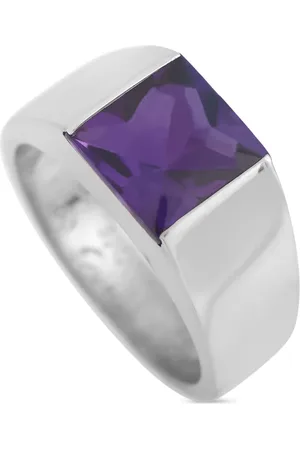 Cartier 18kt Tank Weißgoldring mit Amethyst