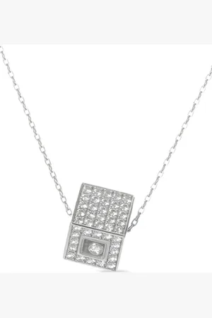 Chopard 18kt Happy Diamonds Weißgoldhalskette mit Diamanten