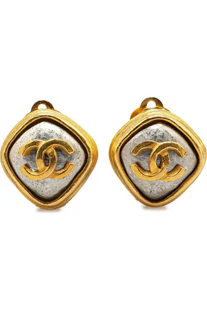 CHANEL 1997 vergoldete CC Rhombus Ohrclips