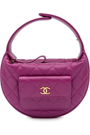 CHANEL 2021-2024 Polly Pocket Handtasche aus gestepptem Kaviarleder