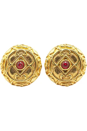 CHANEL 1970-1980 vergoldete runde Gripoix Ohrclips