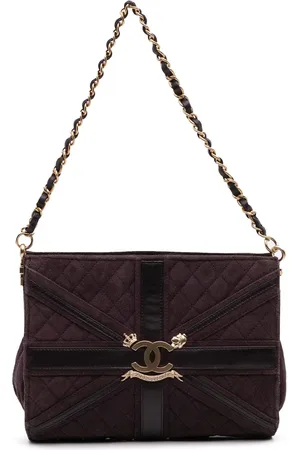 CHANEL 2008-2009 Union Jack Schultertasche aus gestepptem Wildleder mit Kettenriemen