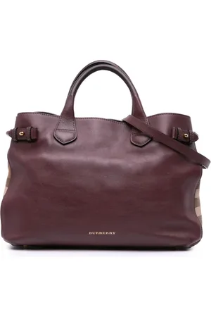 Burberry 2000-2017 mittelgroße Banner Satchel-Tasche aus Leder mit House Check