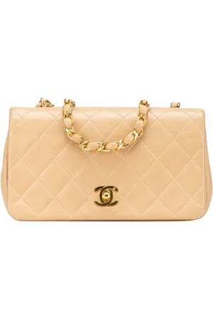 CHANEL 1989-1991 mini eckige CC FUll Single Flap Umhängetasche aus gestepptem Lammleder