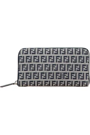 Fendi 2000-2010 längliches Zucchino Portemonnaie aus Canvas mit Rundumreißverschluss