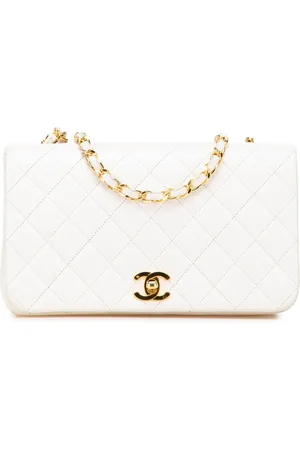 CHANEL 1989-1991 kleine CC Full Single Flap Umhängetasche aus gestepptem Lammleder