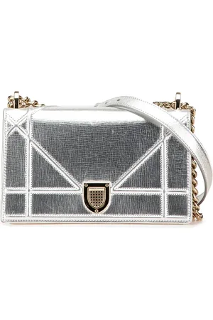 Dior 2016 kleine Diorama Flap Umhängetasche aus gekörntem Kalbsleder im Metallic-Look