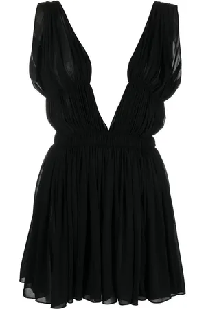 Saint Laurent Plisseekleid mit Rückenausschnitt