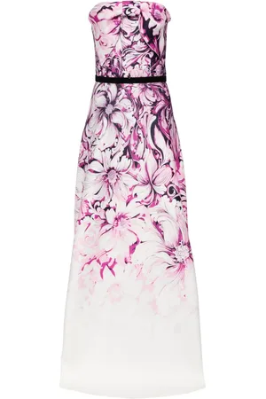 Saiid Kobeisy Schulterfreies Abendkleid mit Blumen-Print