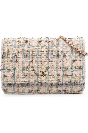 CHANEL 2019 Quilted Boucle Tweed Charm Wallet On Chain crossbody bag