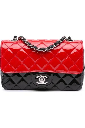 CHANEL 2019 Mini Rectangular Bicolor Patent Single Flap crossbody bag