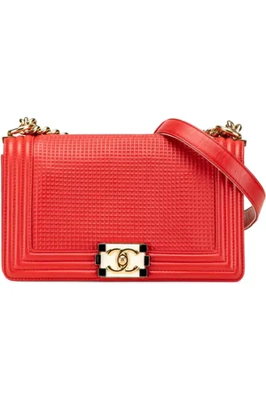 CHANEL 2013-2014 Old Medium Lambskin Embossed Cube Boy Flap crossbody bag