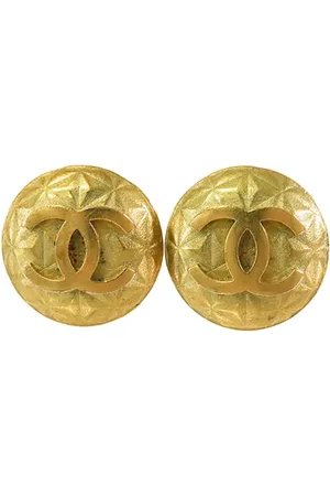 CHANEL 1995 vergoldete CC Ohrclips mit Steppung