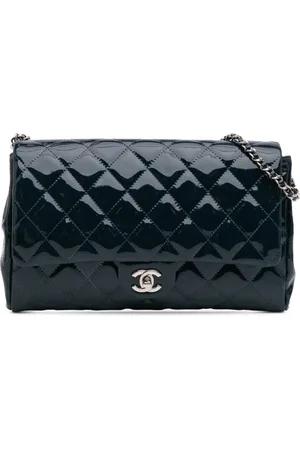 CHANEL 2012-2013 CC Quilted Patent Clutch With Chain shoulder bag